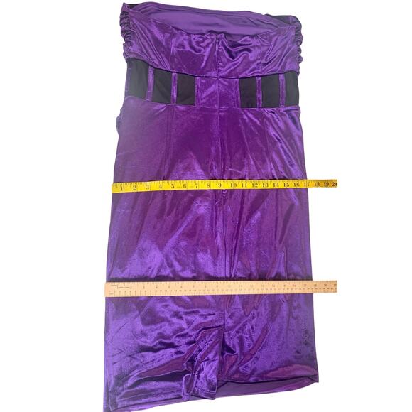 Gabrielle Union Aniyah Strapless Dark Purple Velvet Illusion‎ Dress Sz Large - Picture 9 of 12